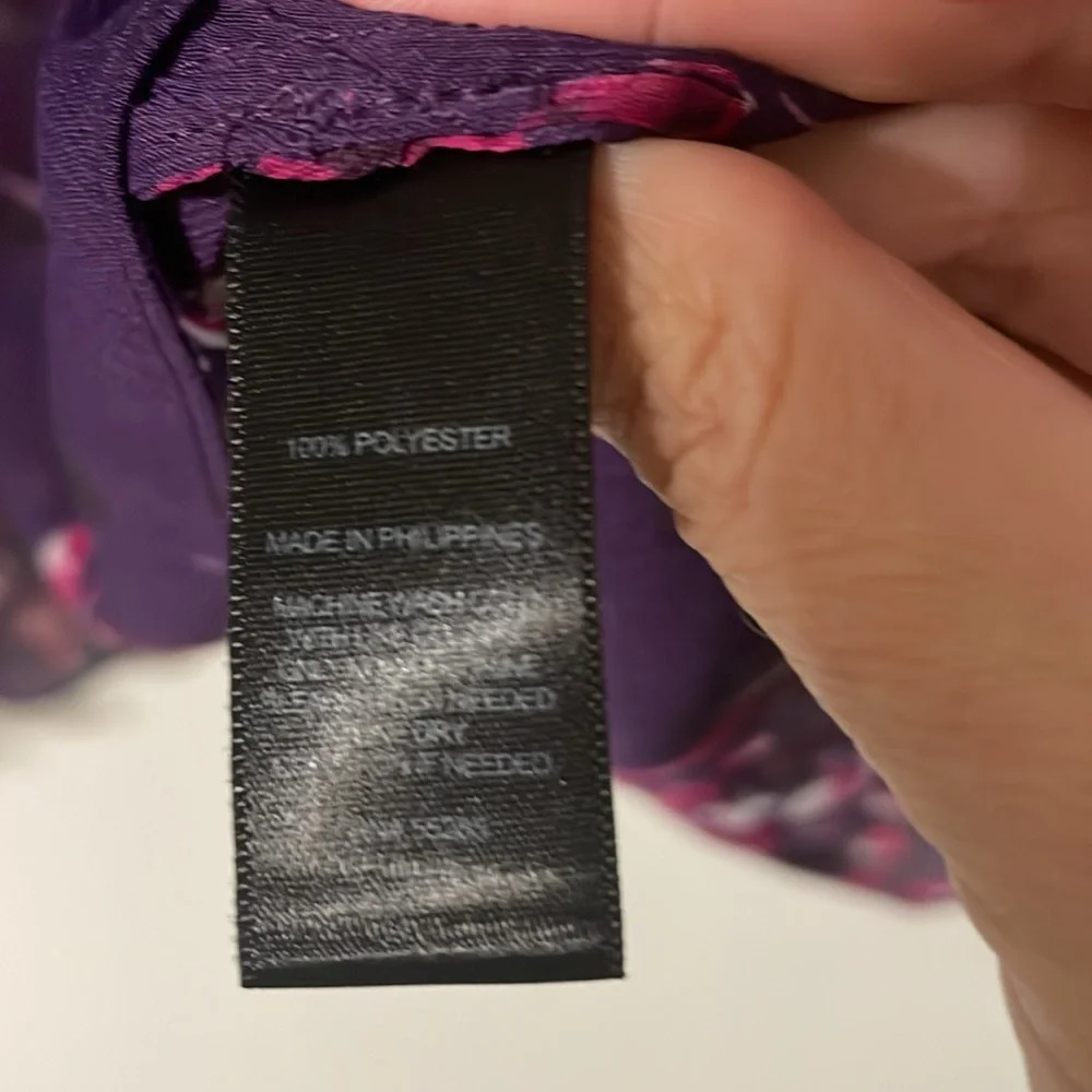 💰Express semi sheer purple floral print dolman sleeve top oversized medium - Picture 6 of 6